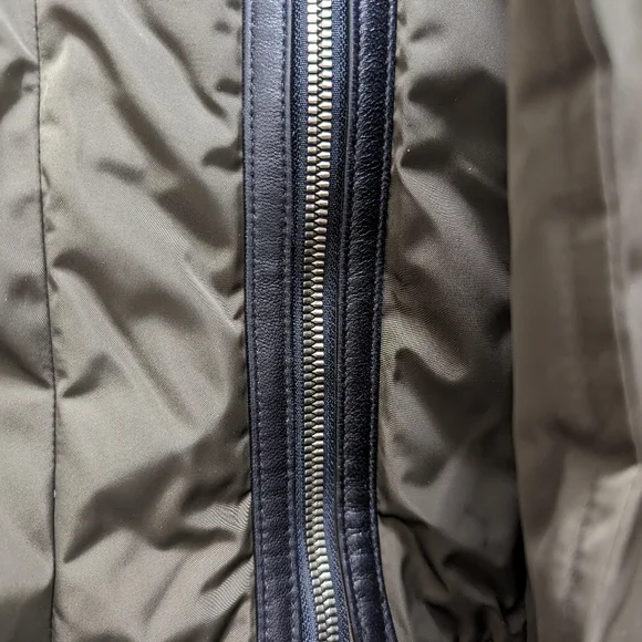 Rudsak muse down racoon fur trim long water resistant parka jacket, green, Small - Picture 5 of 11